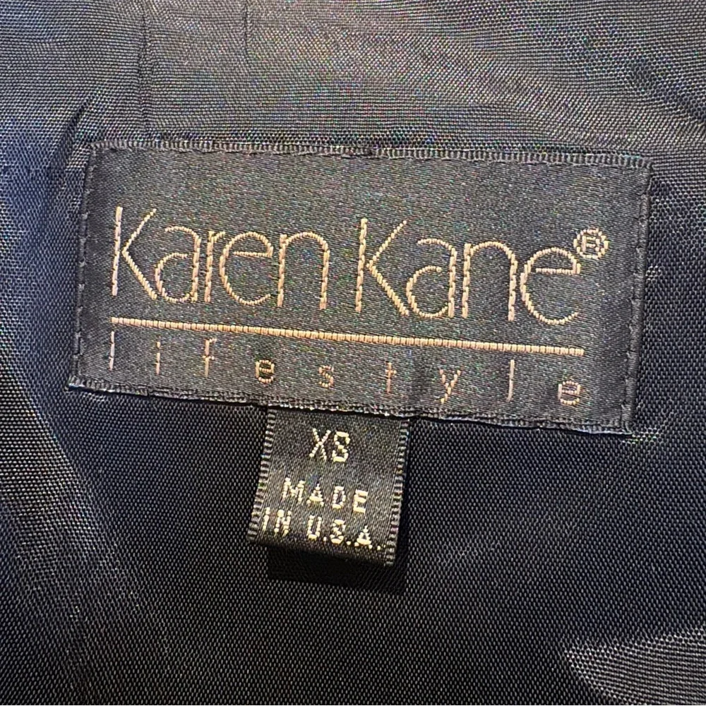 Vintage KAREN KANE Black Gray Wool Blend Silver Button Design Checkered Vest-XS